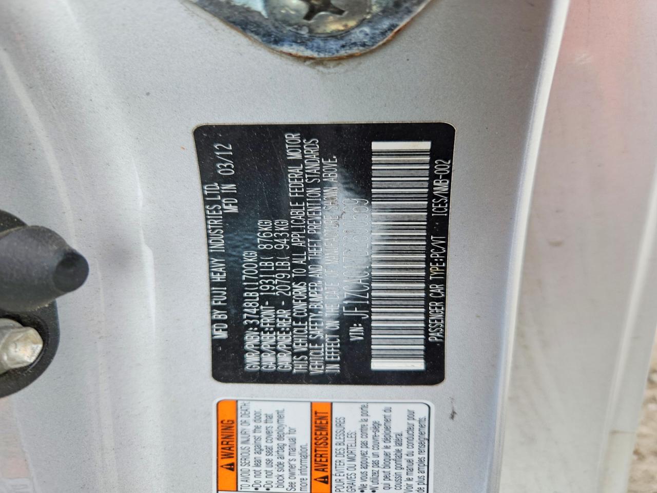 2013 Subaru Brz VIN JF1ZCAC17D2600569 photo 12