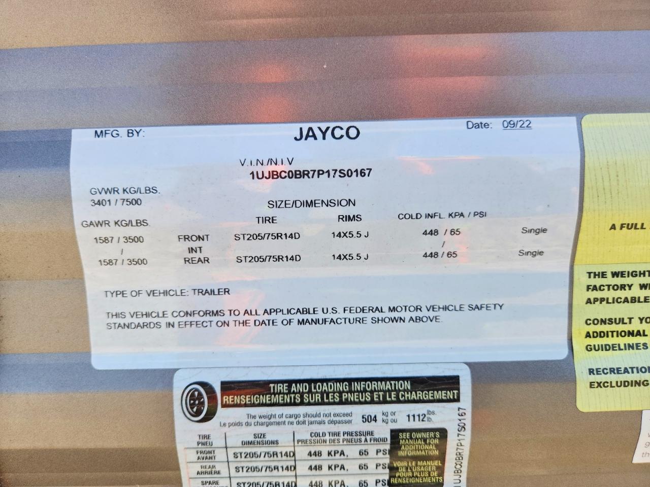 2023 JAYCO All models VIN 1UJBC0BR7P17S0167 photo 10