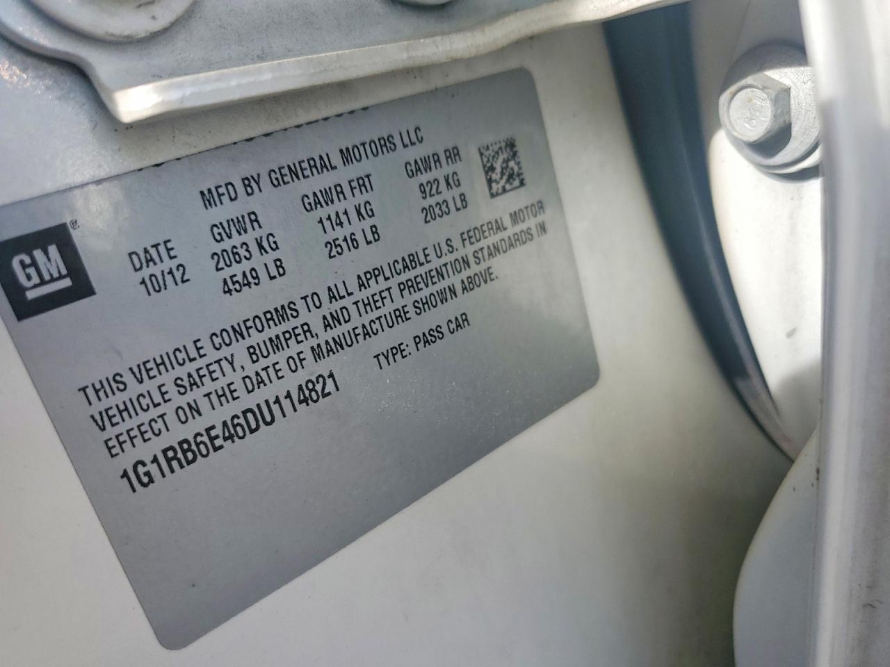 2013 CHEV Volt VIN 1G1RB6E46DU114821 photo 12
