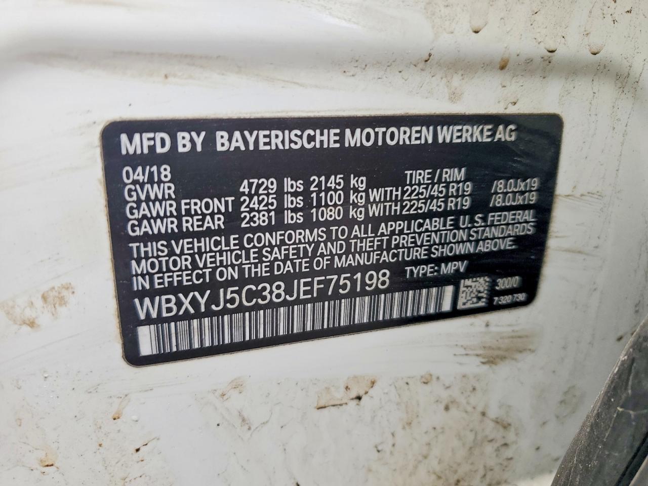 2018 BMW X2 VIN WBXYJ5C38JEF75198 photo 12