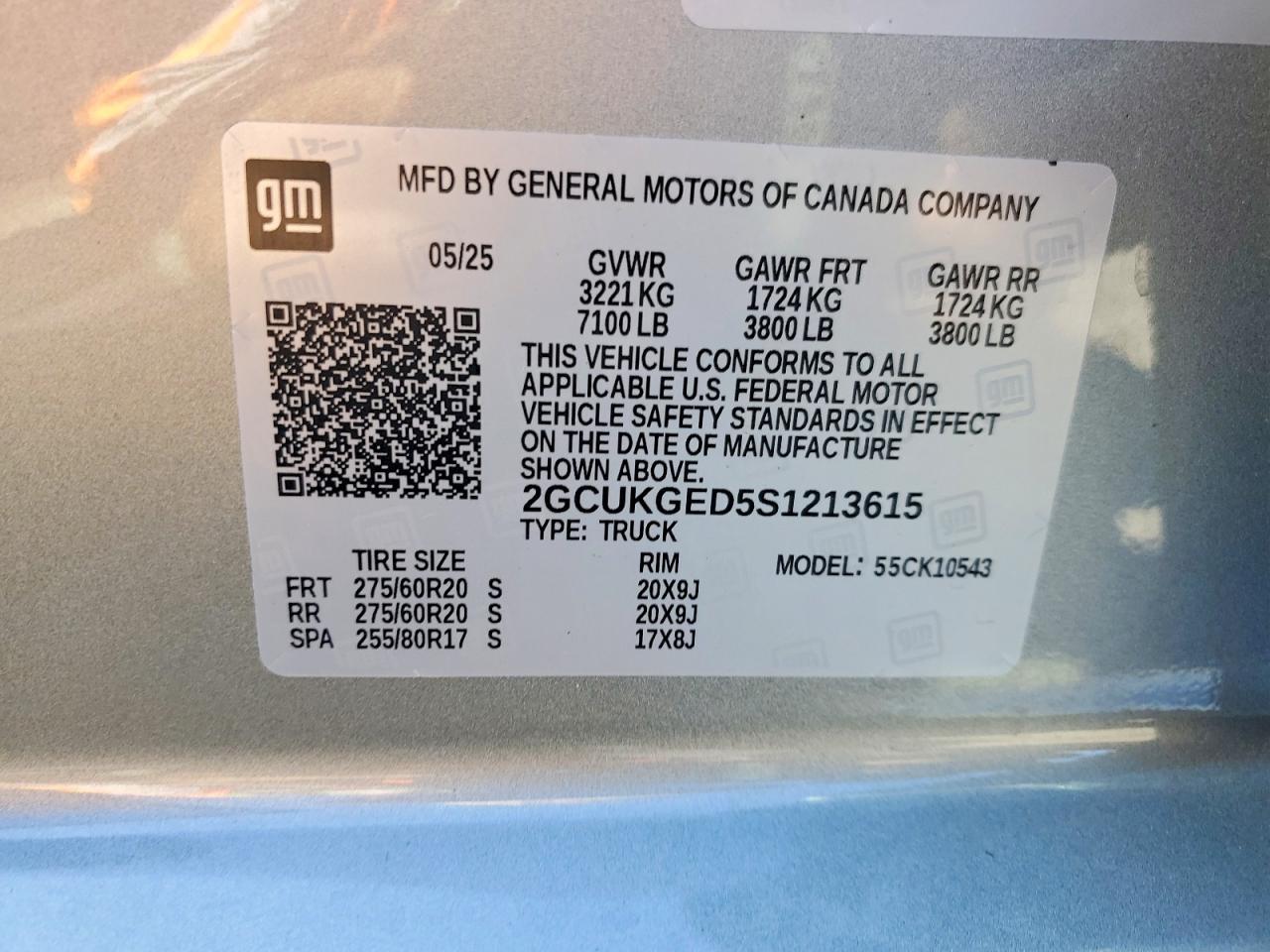 2025 Chevrolet All models VIN 2GCUKGED5S1213615 photo 12