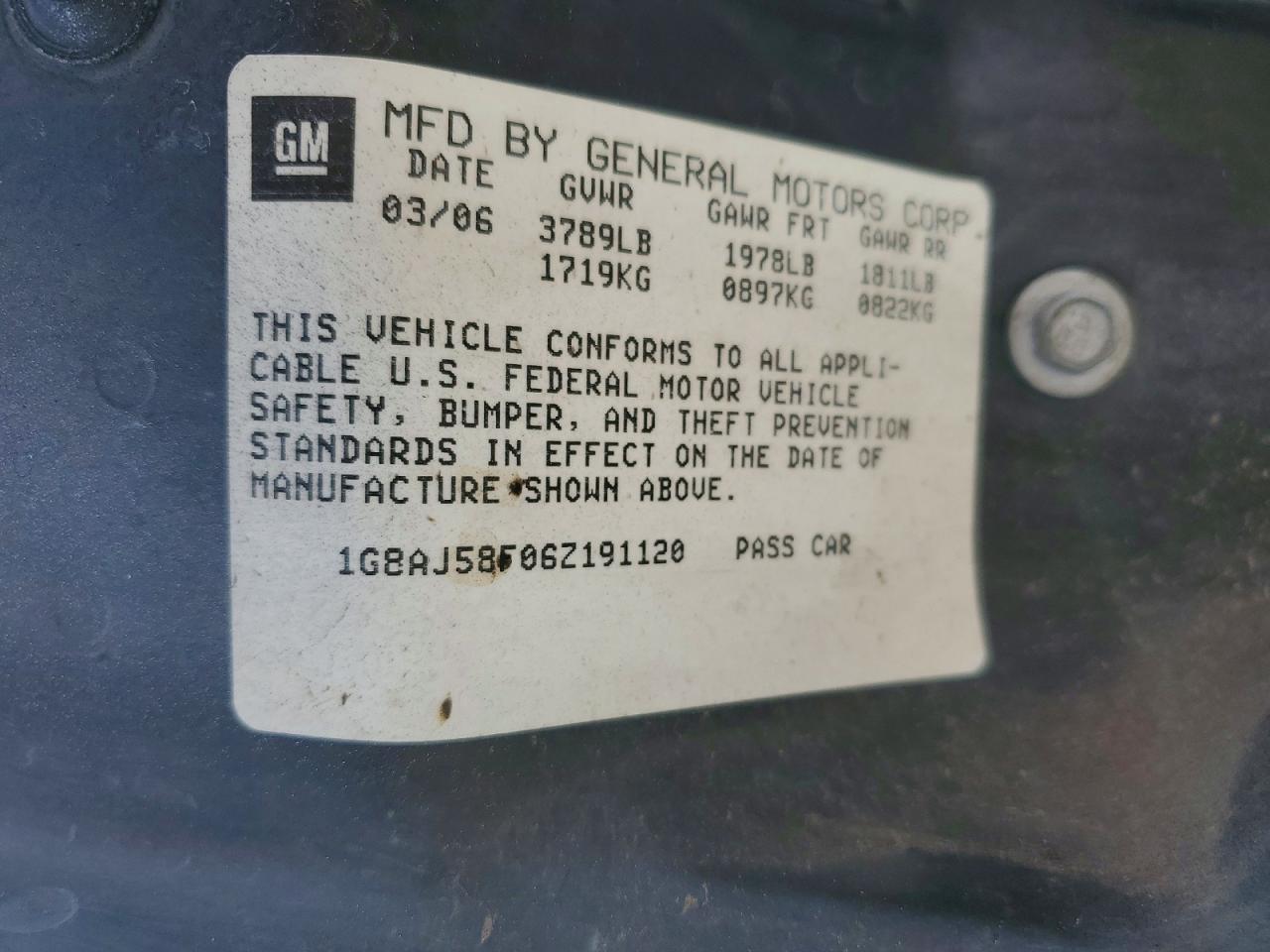 2006 SATURN Ion VIN 1G8AJ58F06Z191120 photo 12