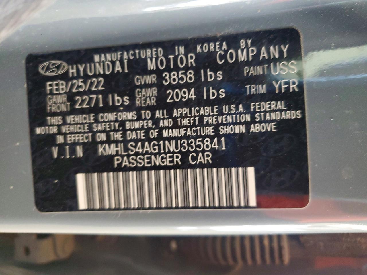 2022 HYUNDAI Elantra VIN KMHLS4AG1NU335841 photo 12