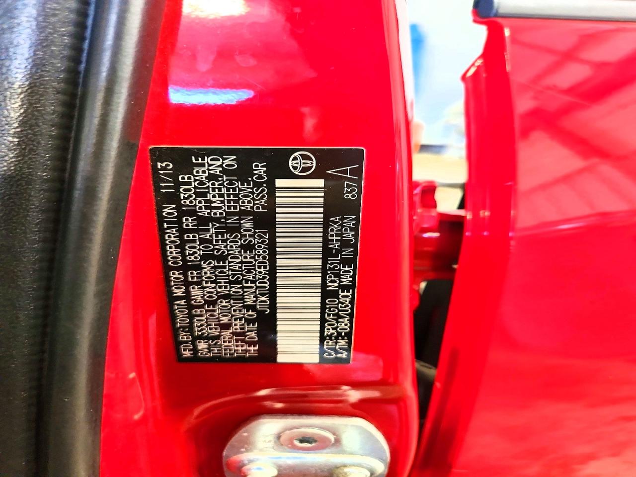 2014 Toyota Yaris VIN JTDKTUD39ED589321 photo 12
