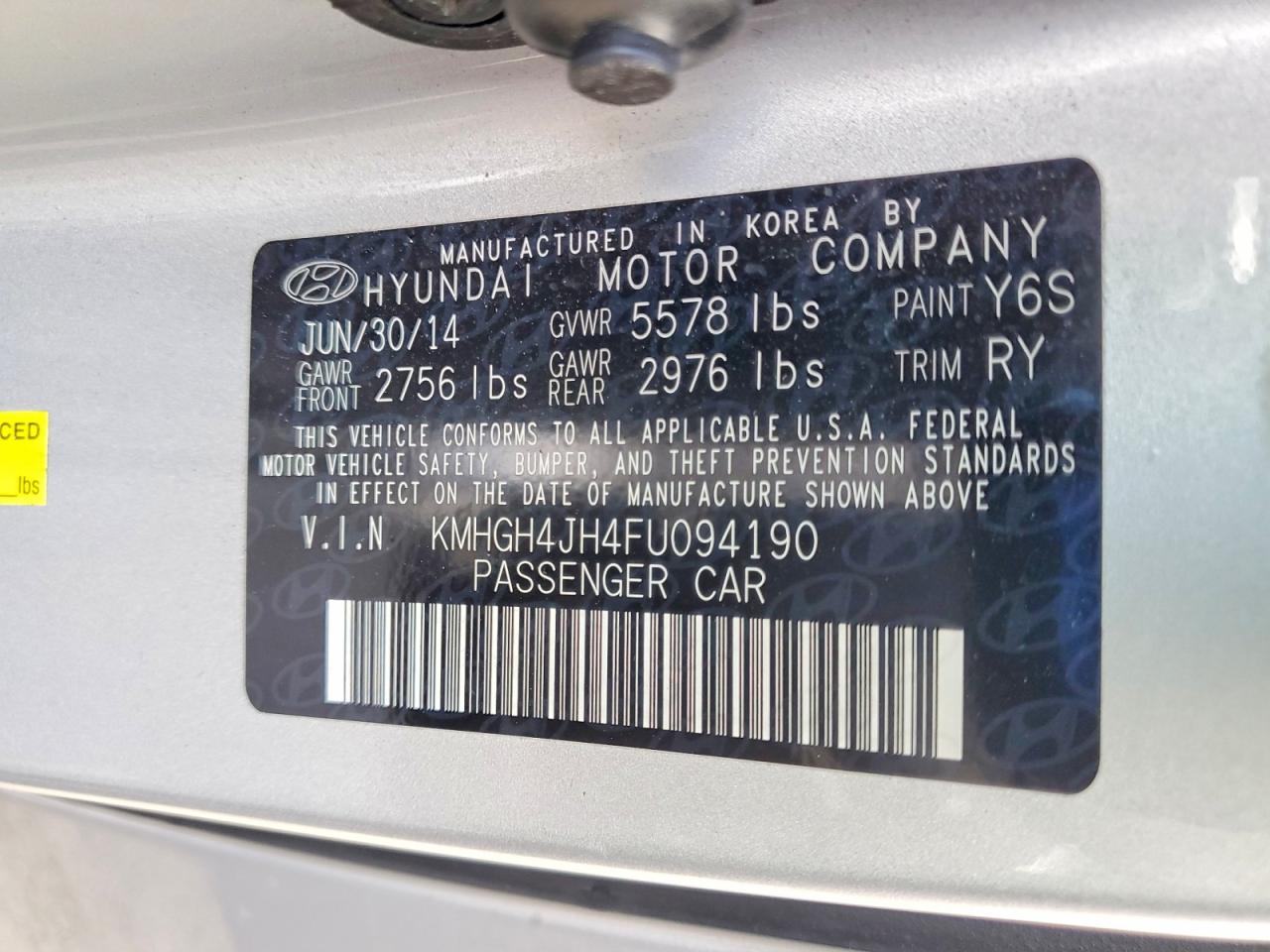 2015 Hyundai Equus VIN KMHGH4JH4FU094190 photo 12
