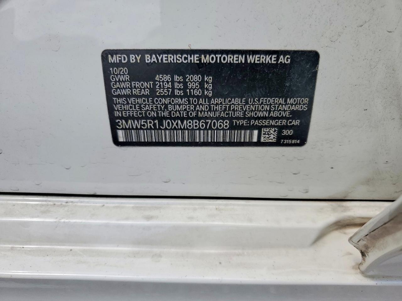 2021 BMW 3 series VIN 3MW5R1J0XM8B67068 photo 12