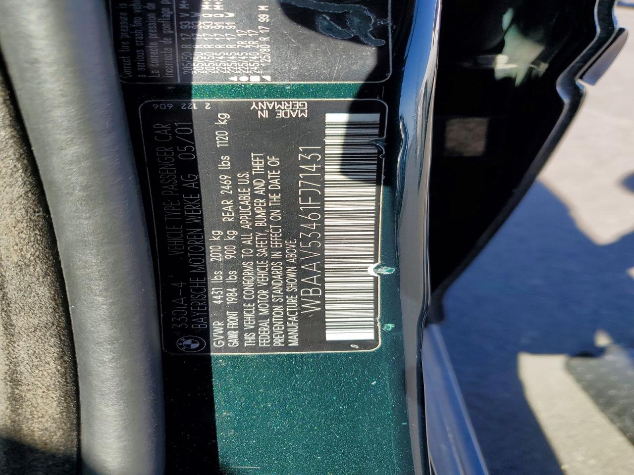 2001 BMW 3 series VIN WBAAV53461FJ71431 photo 12