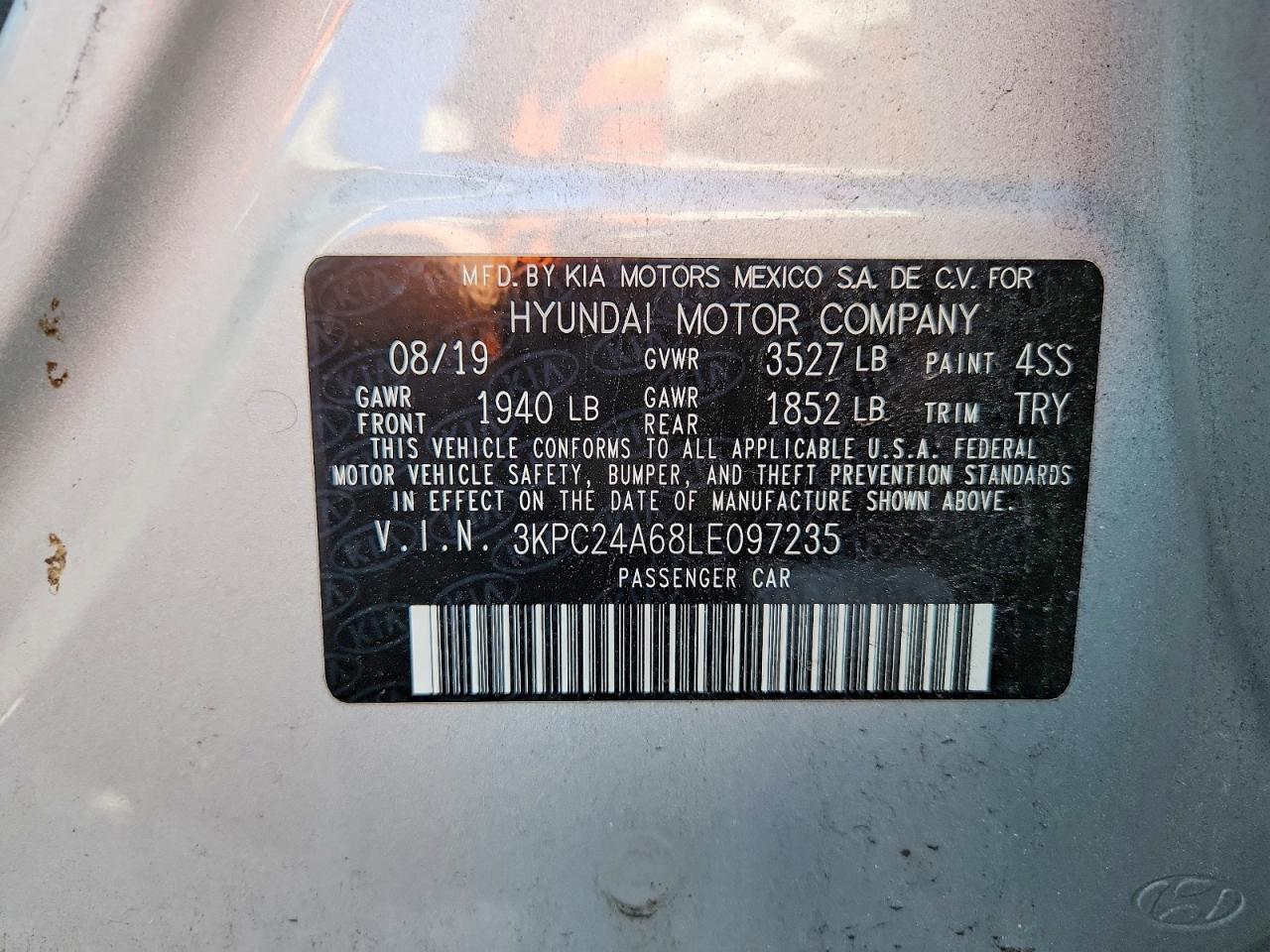 2020 Hyundai Accent VIN 3KPC24A68LE097235 photo 12