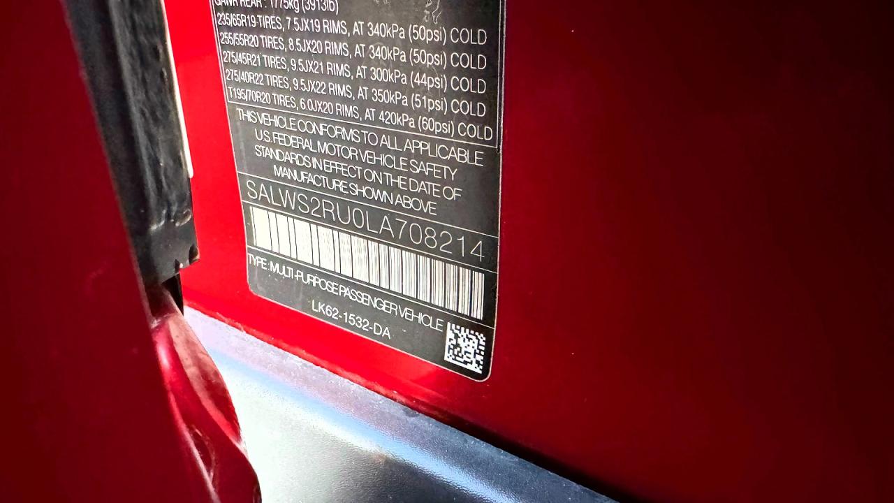 2020 Land Rangerover VIN SALWS2RU0LA708214 photo 10