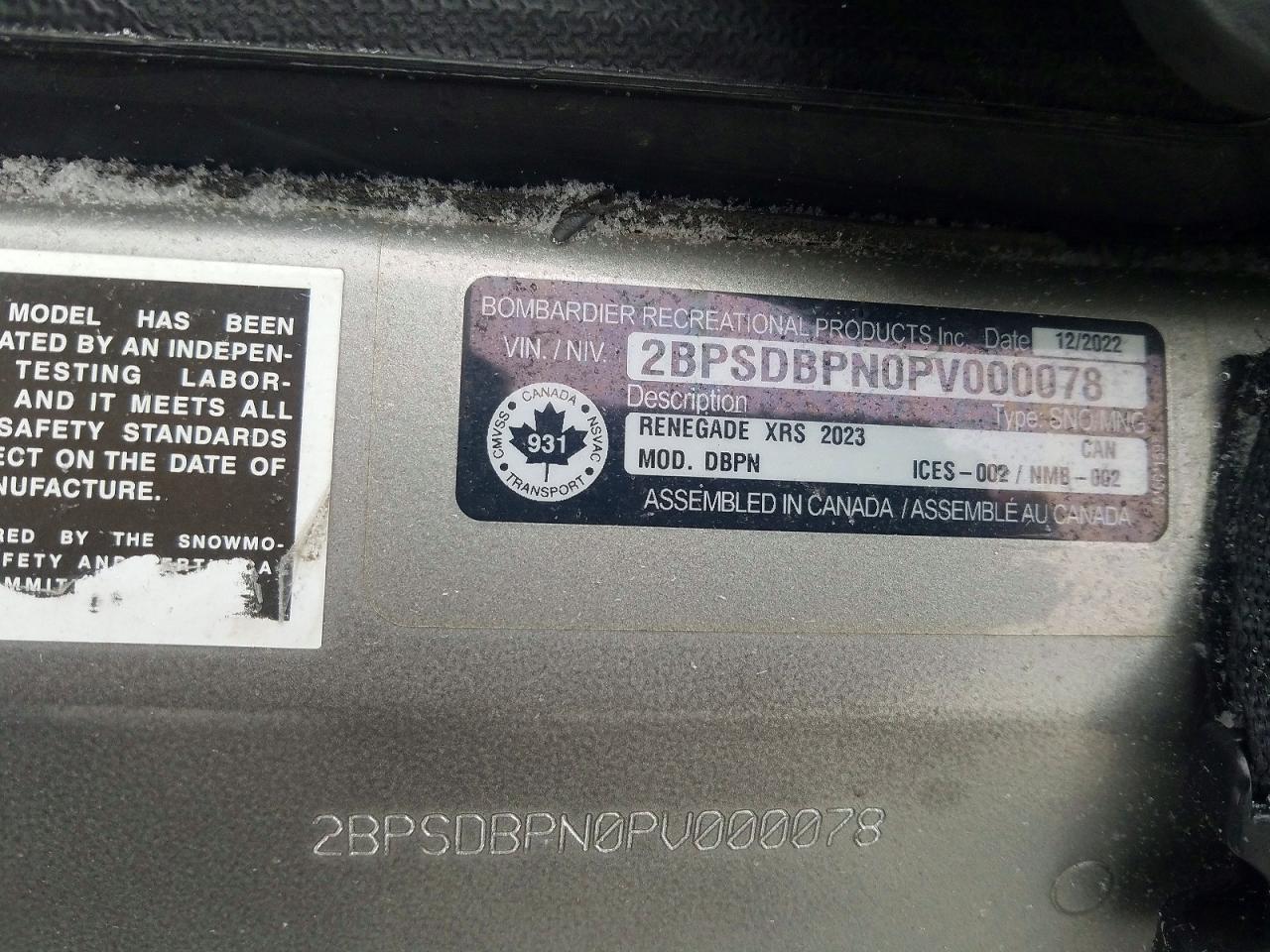 2023 SKI Renegade VIN 2BPSDBPN0PV000078 photo 10