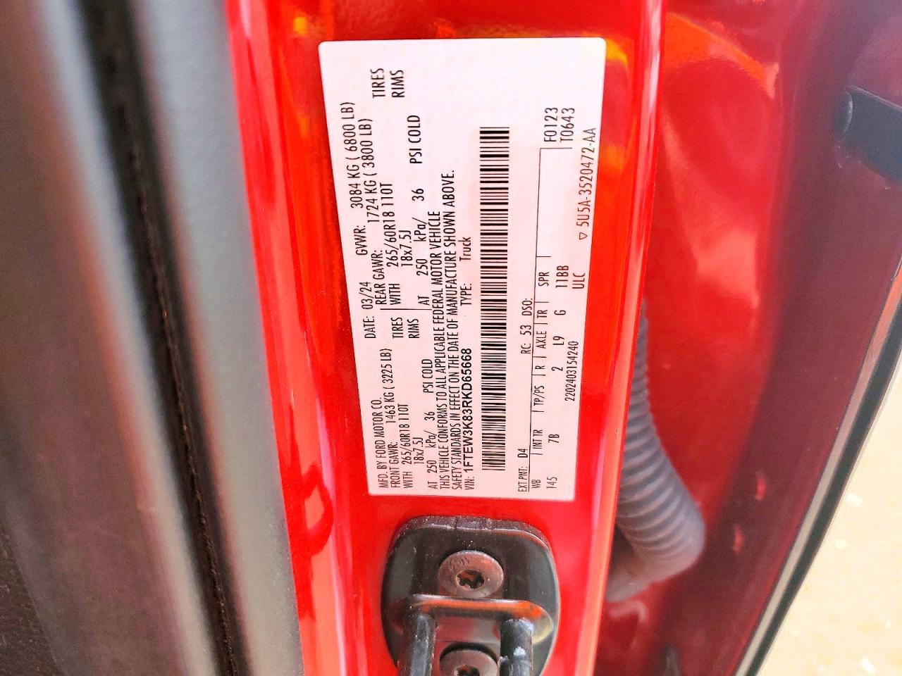 2024 Ford F150 VIN 1FTEW3K83RKD65668 photo 12