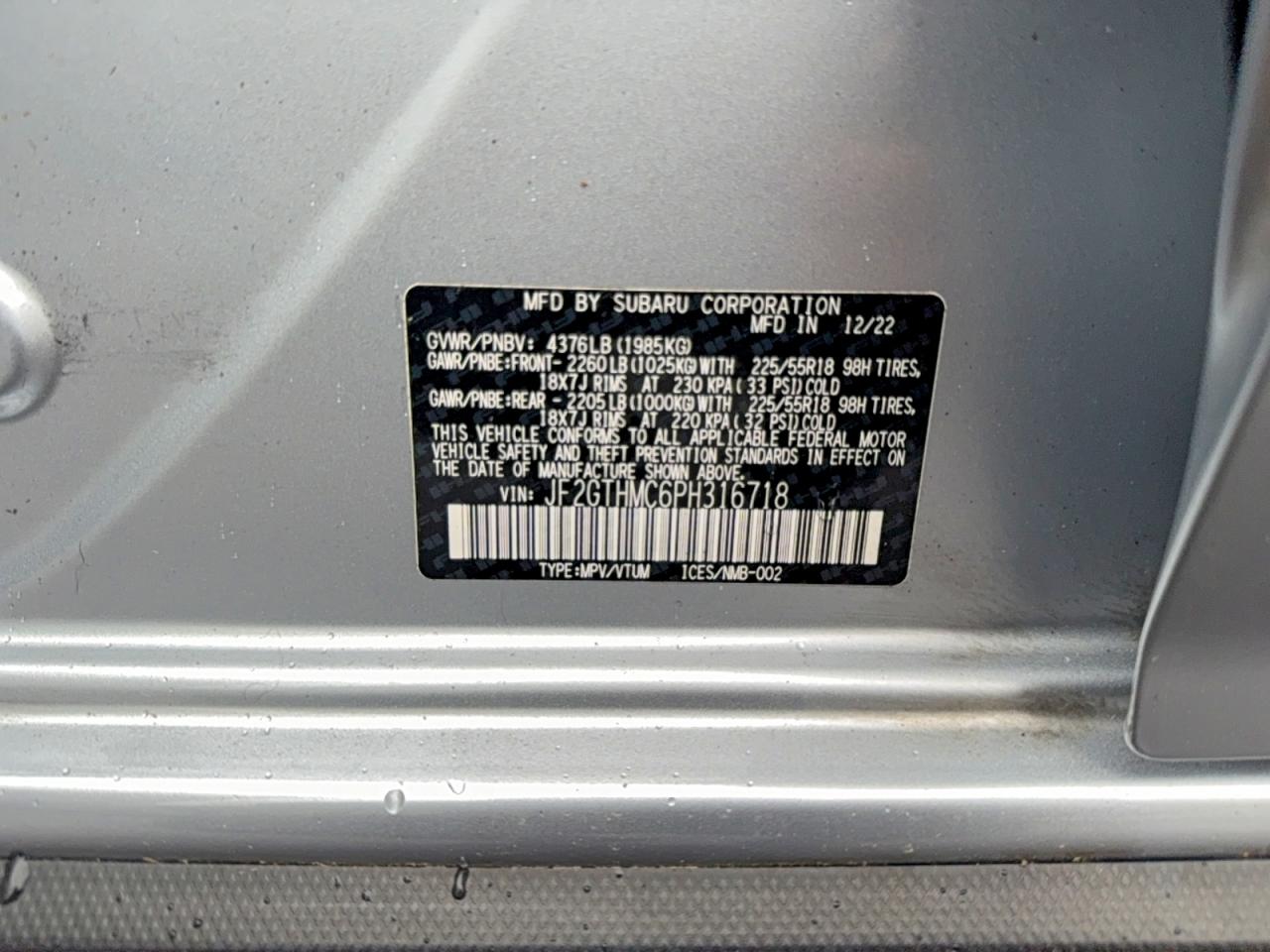 2023 Subaru Crosstrek VIN JF2GTHMC6PH316718 photo 10