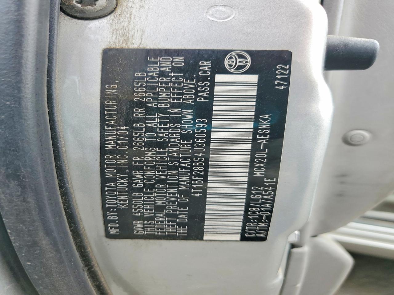 2004 Toyota Avalon VIN 4T1BF28B54U360593 photo 12