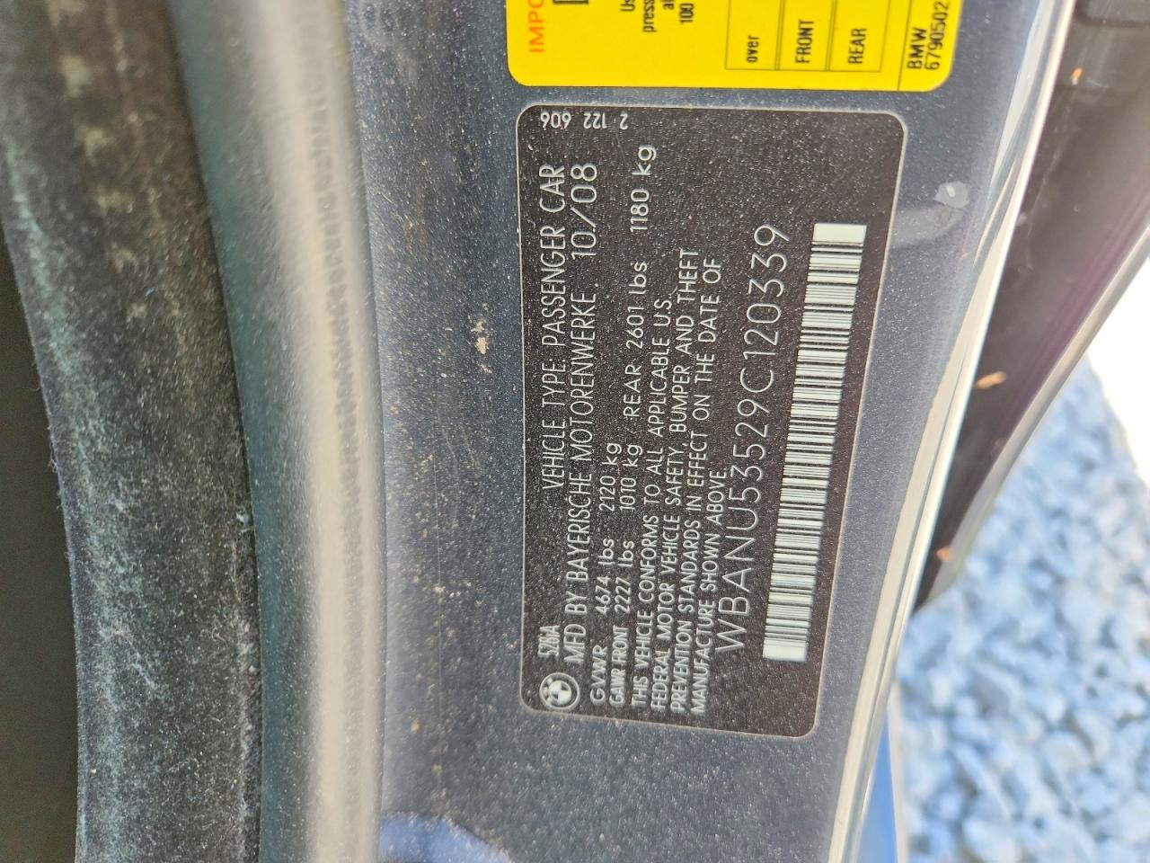 2009 BMW 5 series VIN WBANU53529C120339 photo 12
