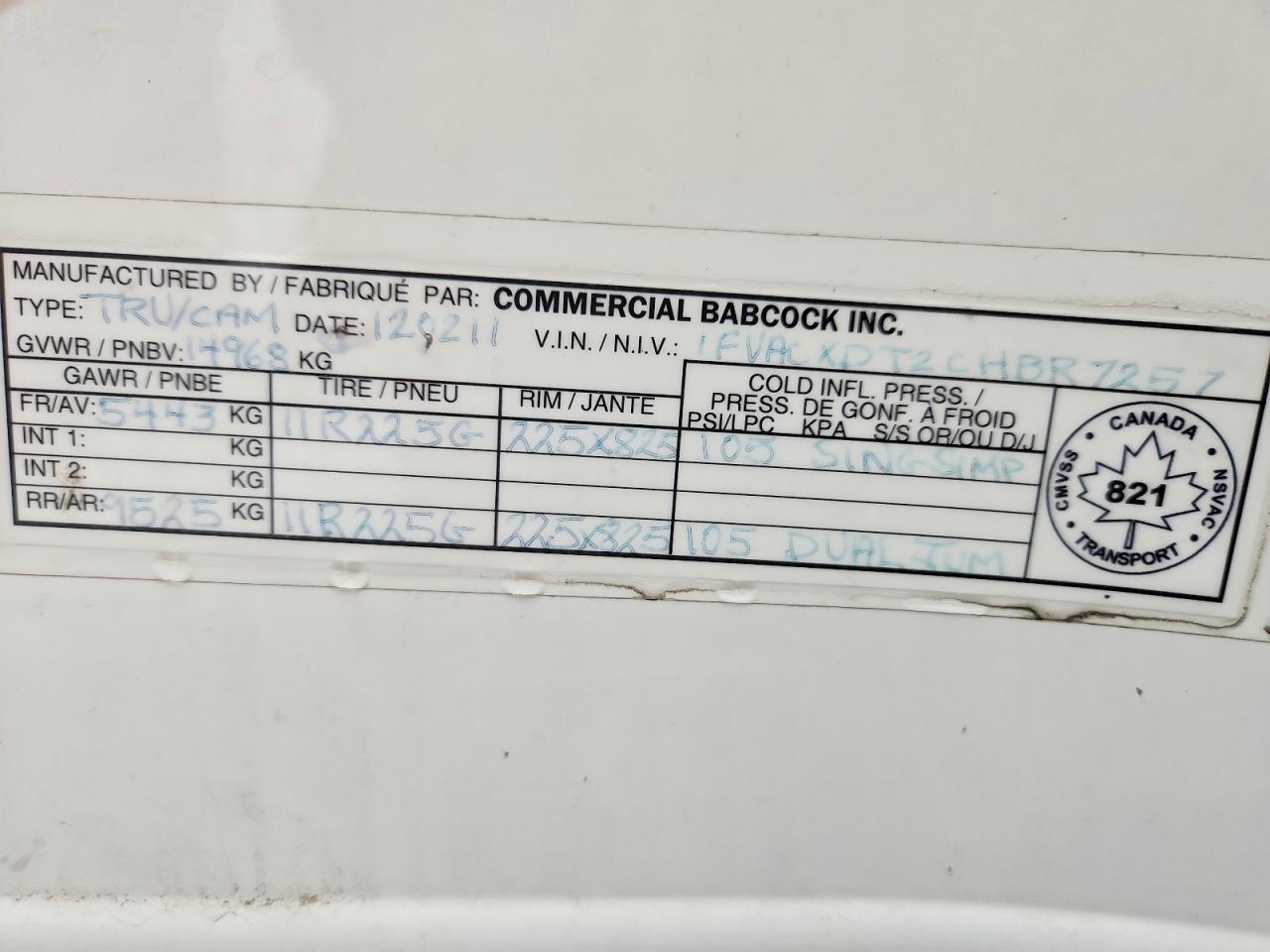 2012 FREIGHTLINER All other VIN 1FVACXDT2CHBR7257 photo 10