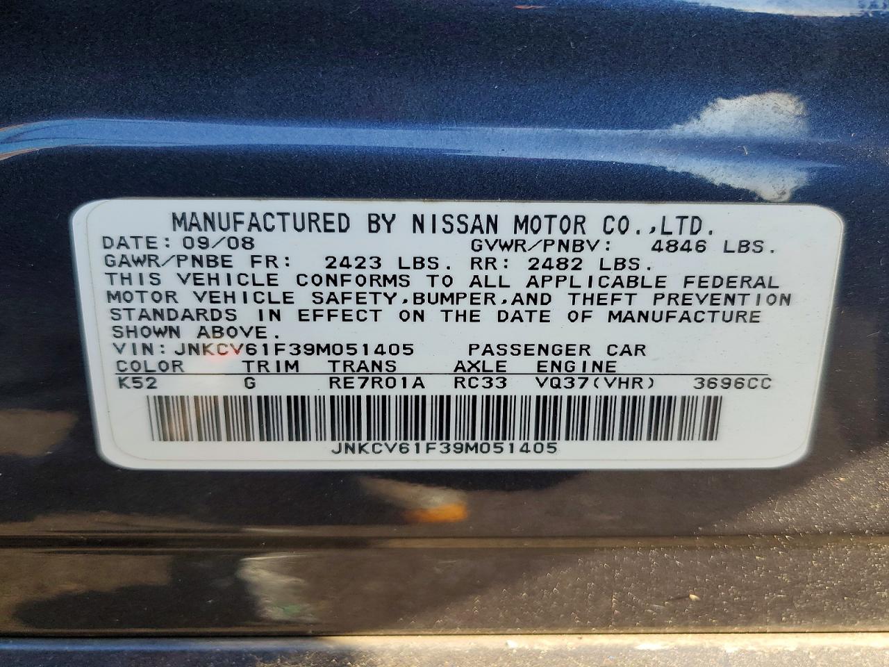 2009 Infiniti G37 VIN JNKCV61F39M051405 photo 12