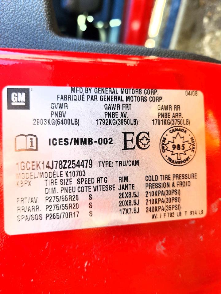 2008 Chevrolet All models VIN 1GCEK14J78Z254479 photo 12
