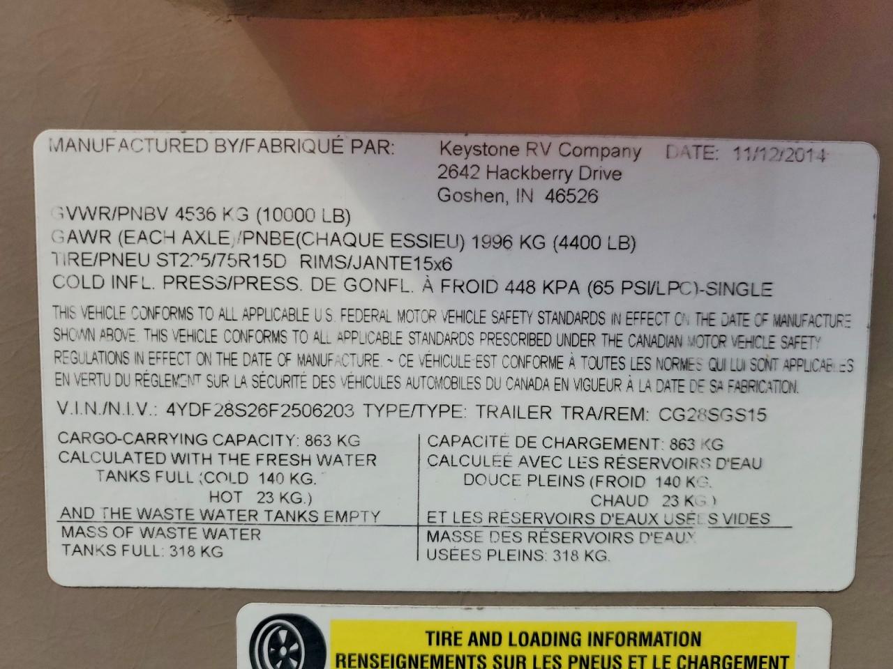 2015 KEYSTONE Cougar VIN 4YDF28S26F2506203 photo 10