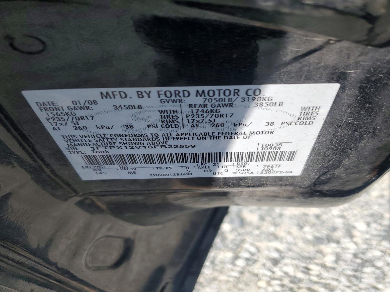 2008 Ford All models VIN 1FTPX12V18FB22559 photo 12