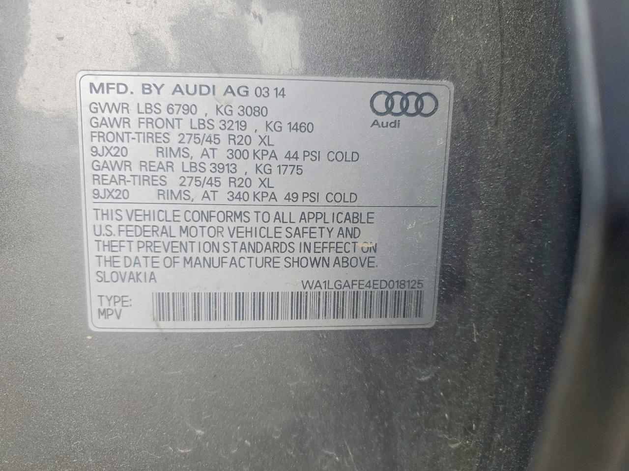 2014 Audi Q7 VIN WA1LGAFE4ED018125 photo 12