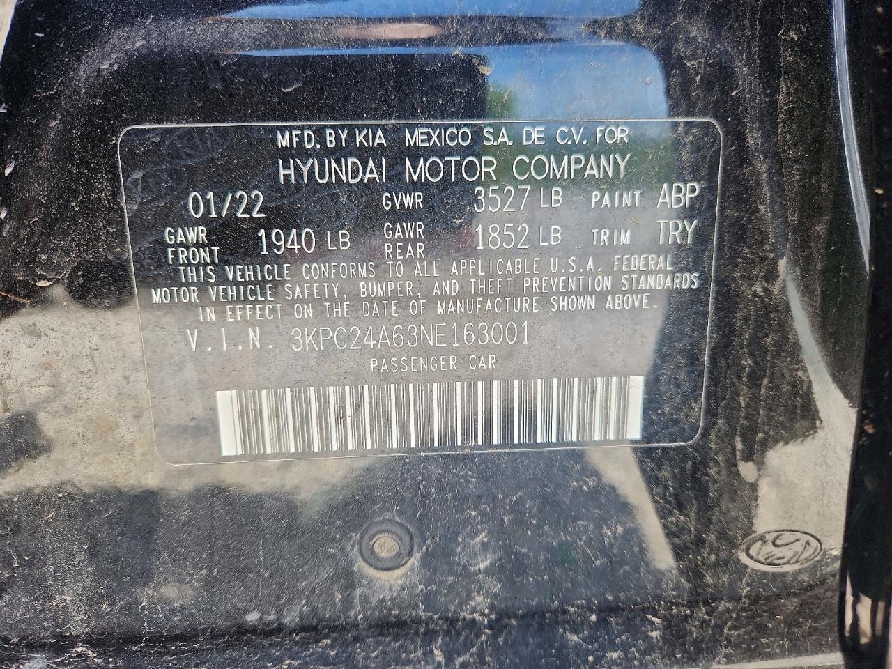 2022 Hyundai Accent VIN 3KPC24A63NE163001 photo 12
