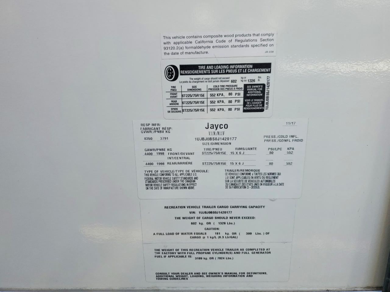 2018 JAYCO Jayco VIN 1UJBJ0BS0J1420177 photo 10
