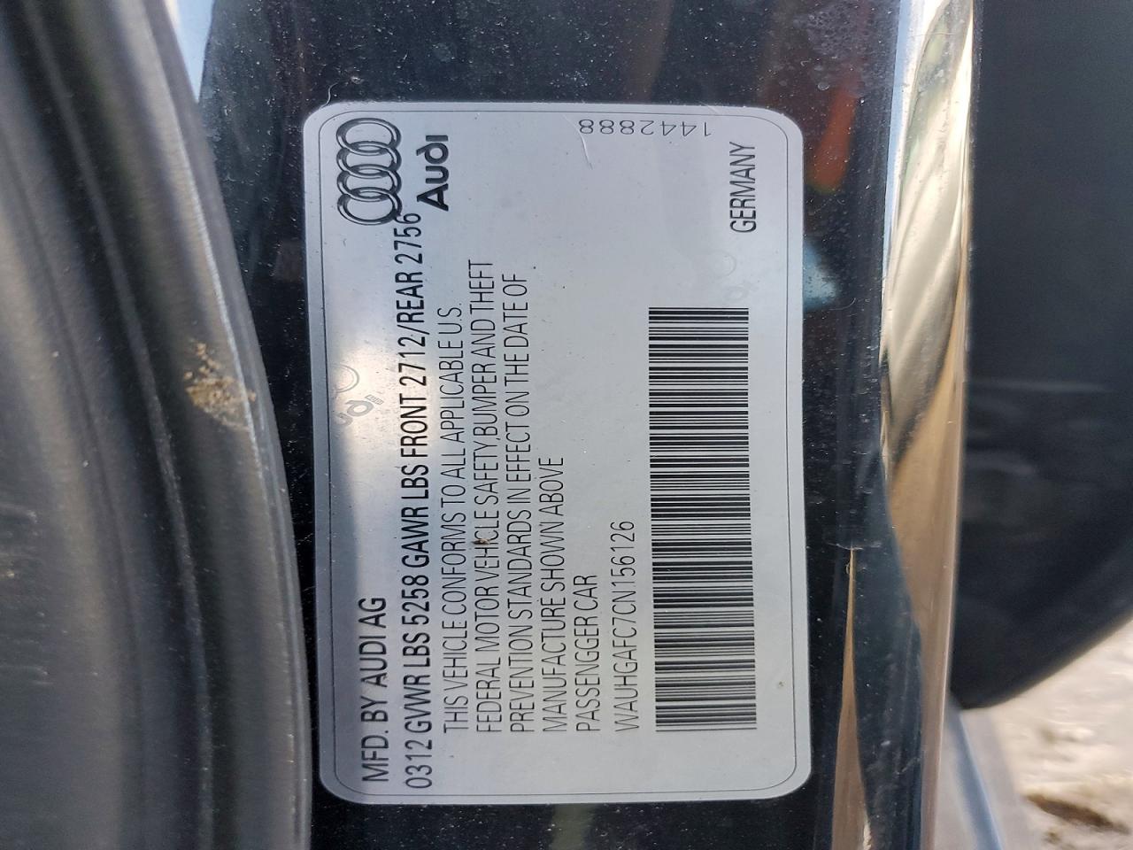 2012 AUDI A6 VIN WAUHGAFC7CN156126 photo 12