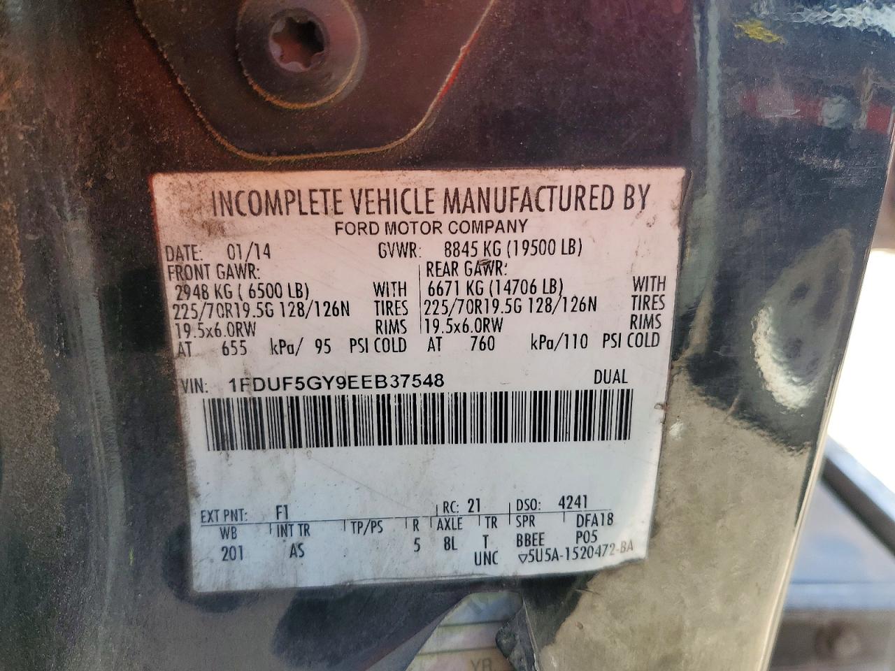 2014 Ford F550 VIN 1FDUF5GY9EEB37548 photo 12