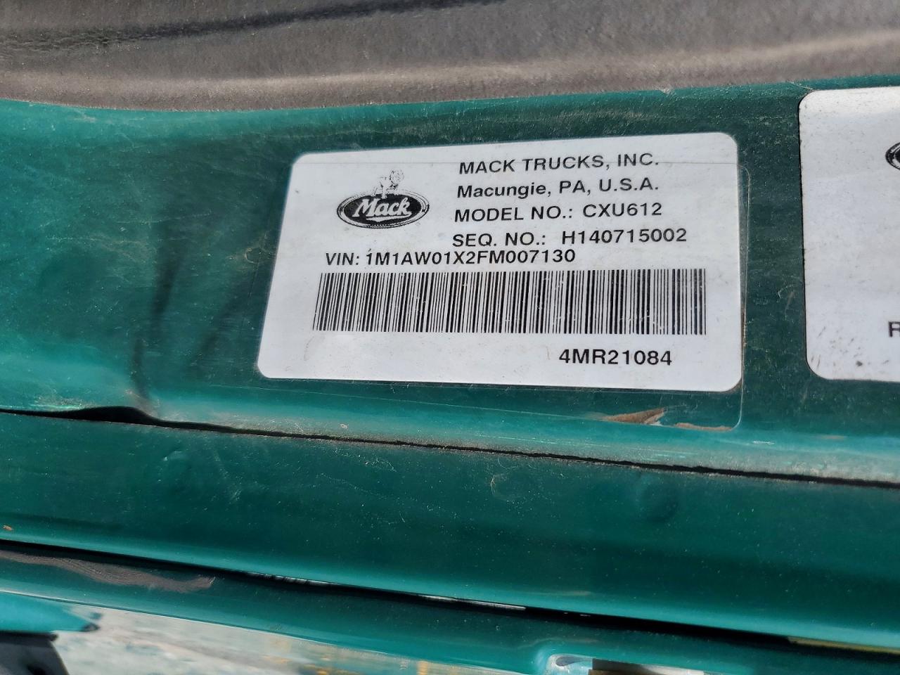 2015 MACK Cxu613 VIN 1M1AW01X2FM007130 photo 10