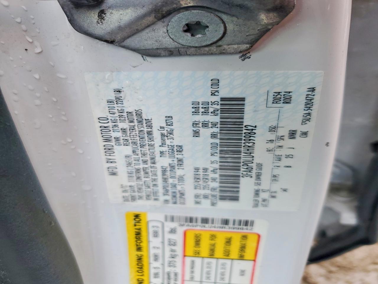 2017 Fusion VIN 3FA6P0LU4HR399842 photo 12