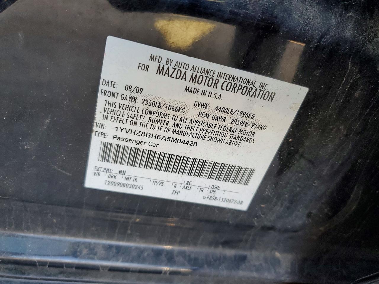 2010 Mazda 6 VIN 1YVHZ8BH6A5M04428 photo 12