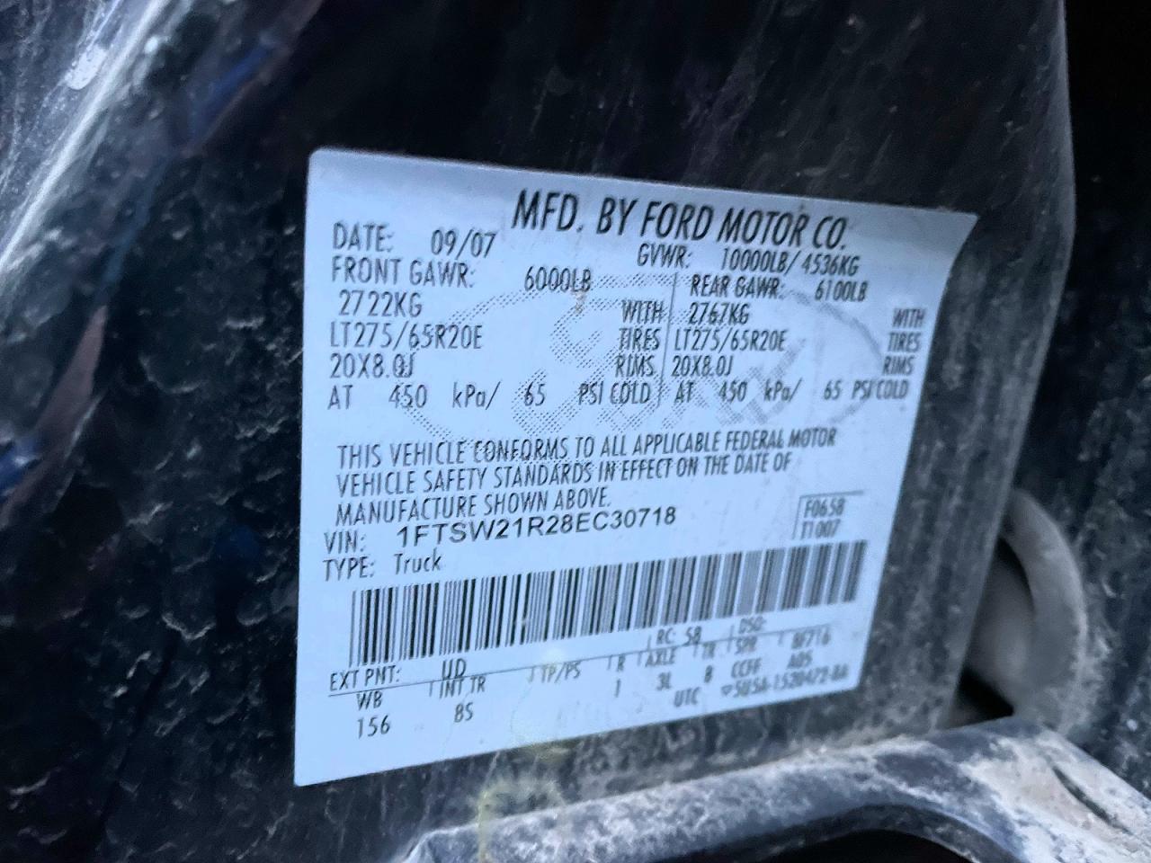2008 Ford F250 VIN 1FTSW21R28EC30718 photo 10