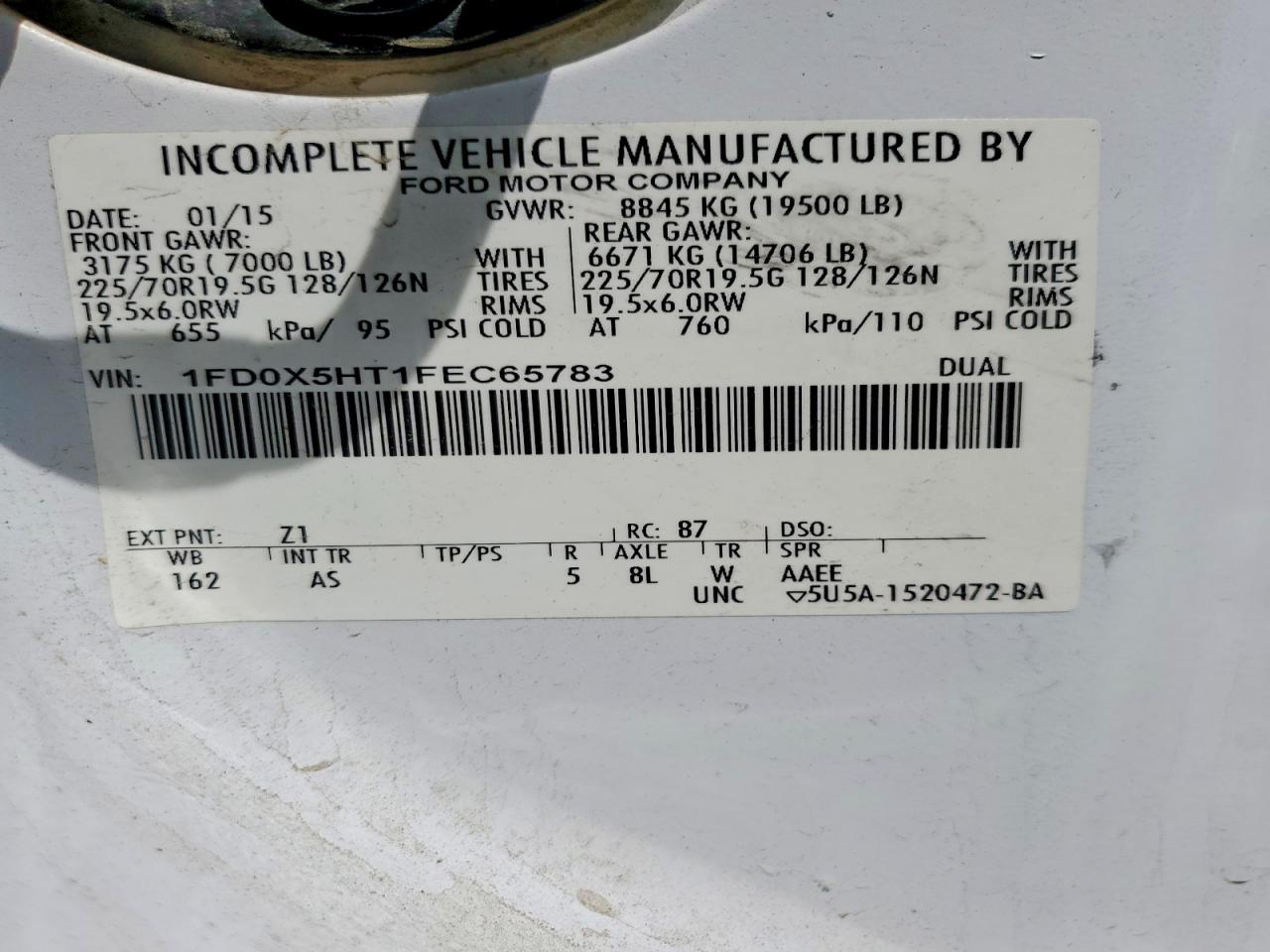 2015 Ford F550 VIN 1FD0X5HT1FEC65783 photo 12