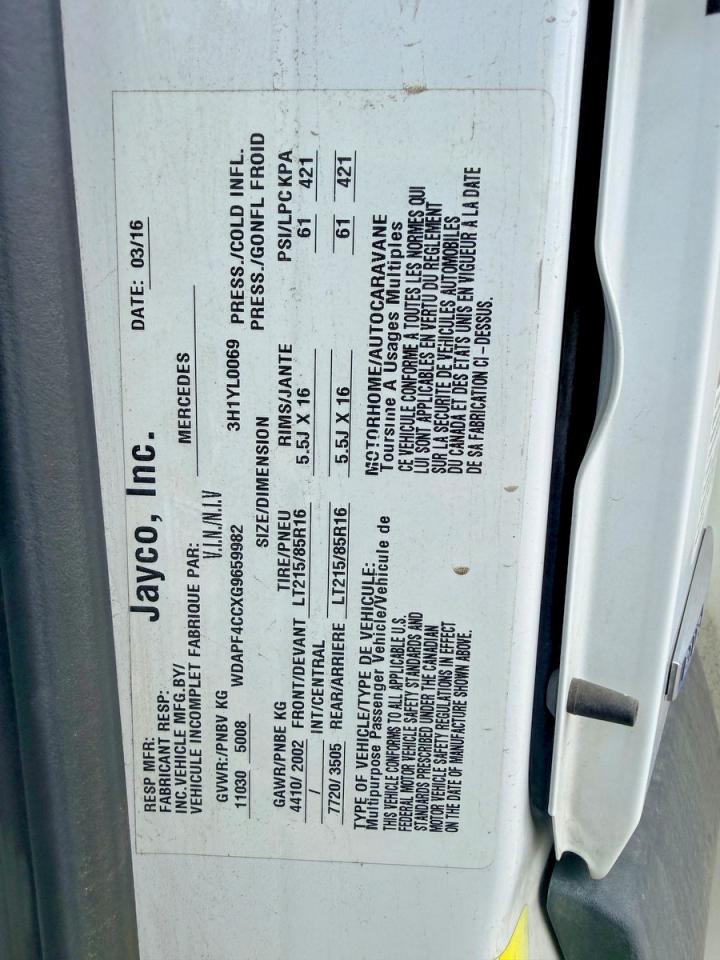 2016 Jayco Sprinter VIN WDAPF4CCXG9659982 photo 10
