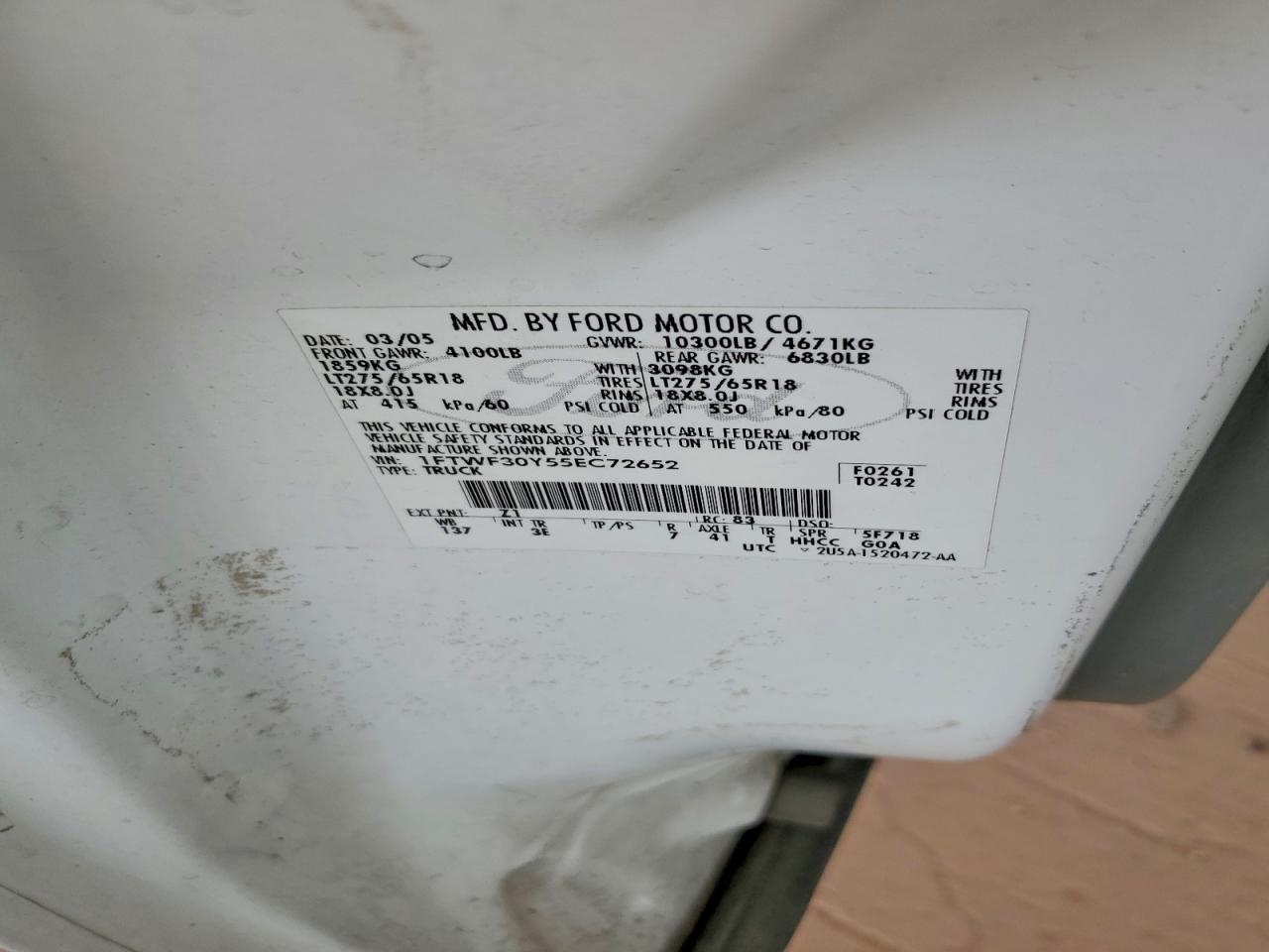 2005 Ford F350 VIN 1FTWF30Y55EC72652 photo 12