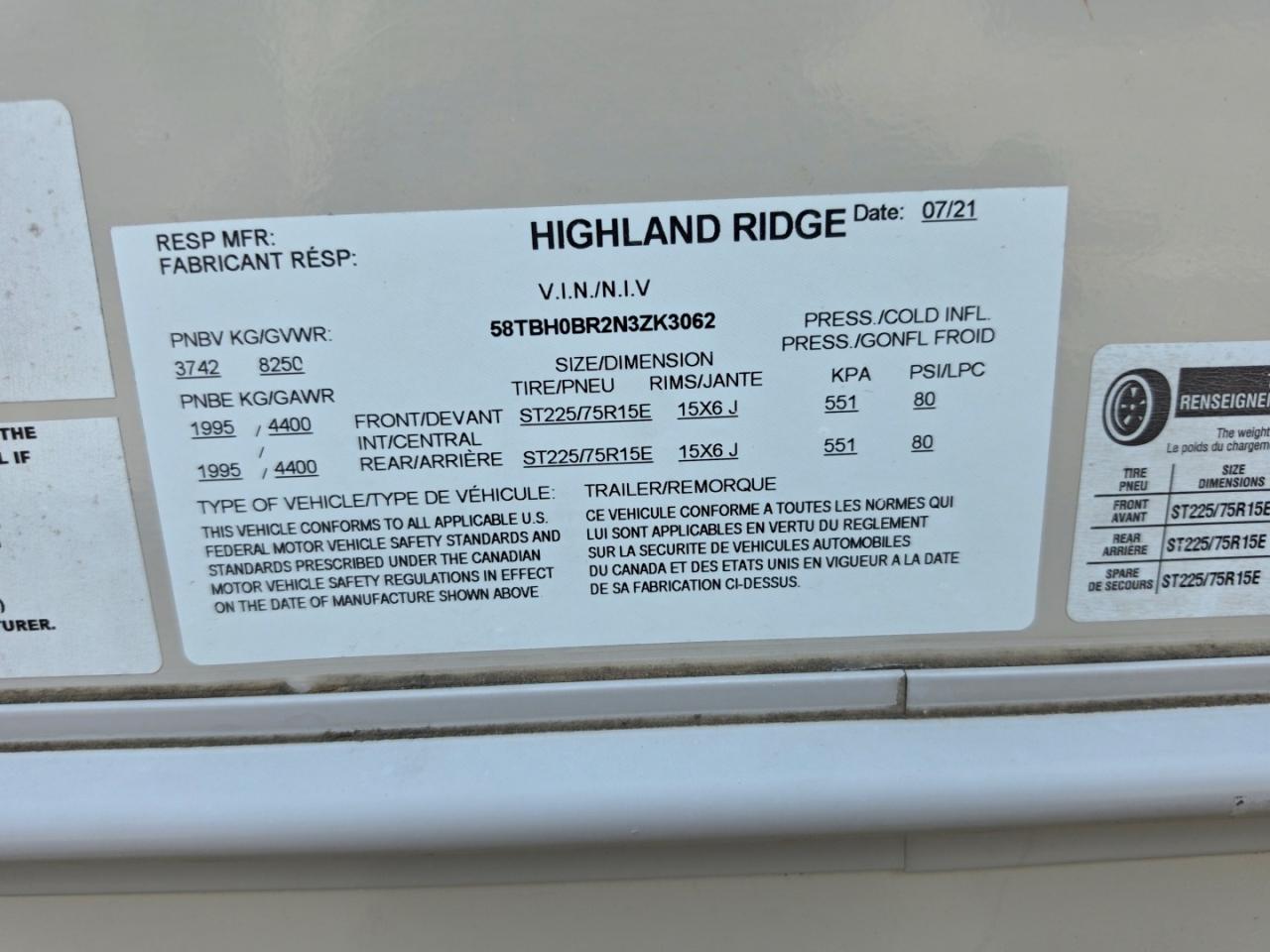 2021 HIGHLAND Mesa ridge VIN 58TBH0BR2N3ZK3062 photo 10