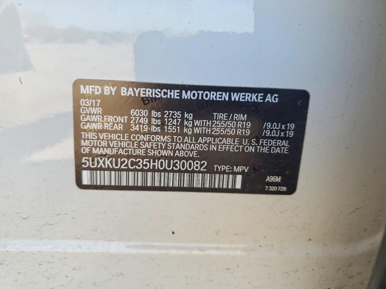 2017 BMW X6 VIN 5UXKU2C35H0U30082 photo 12
