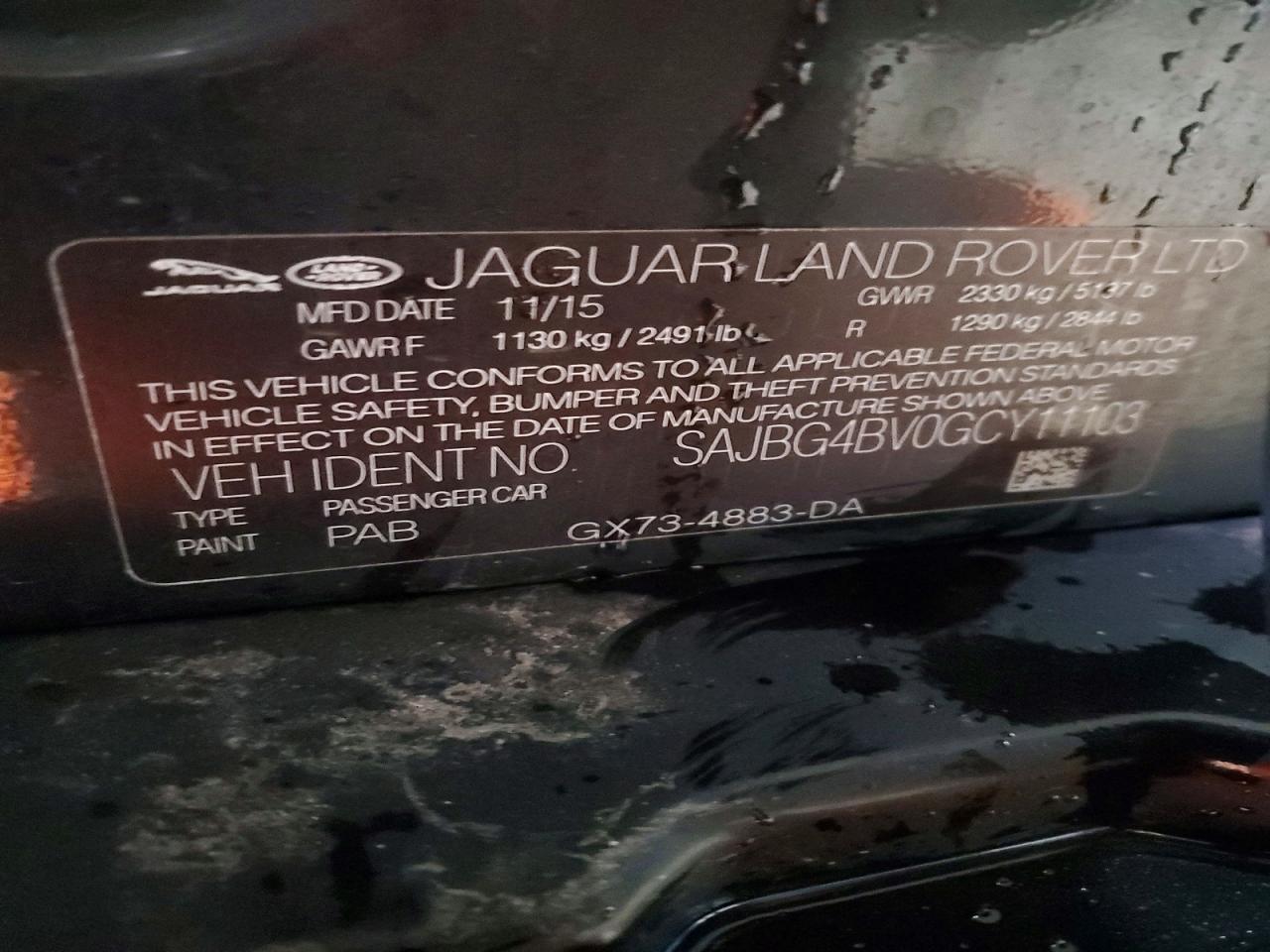 2016 Jaguar Xf VIN SAJBG4BV0GCY11103 photo 12