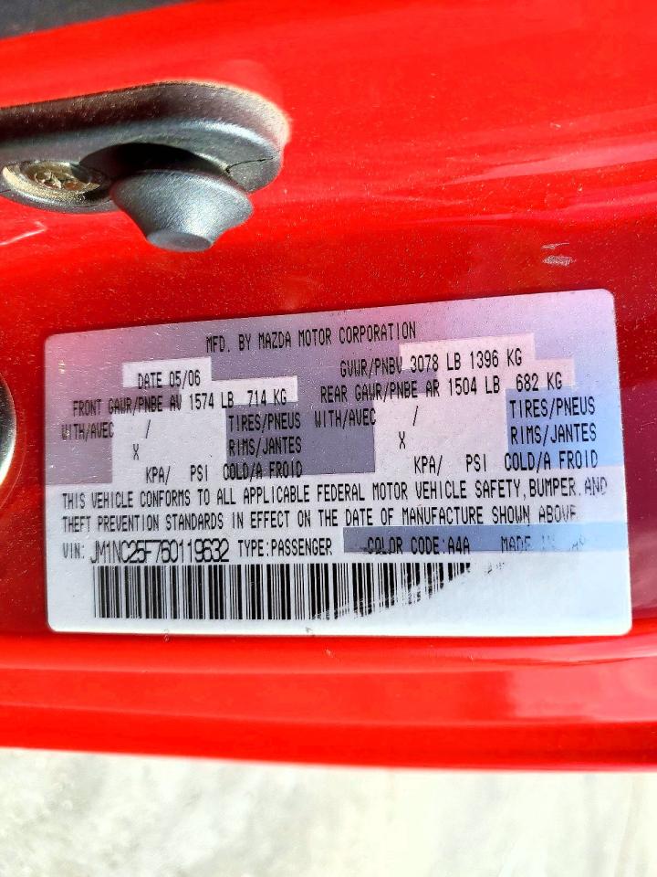 2006 Mazda Mx5 VIN JM1NC25F760119632 photo 12