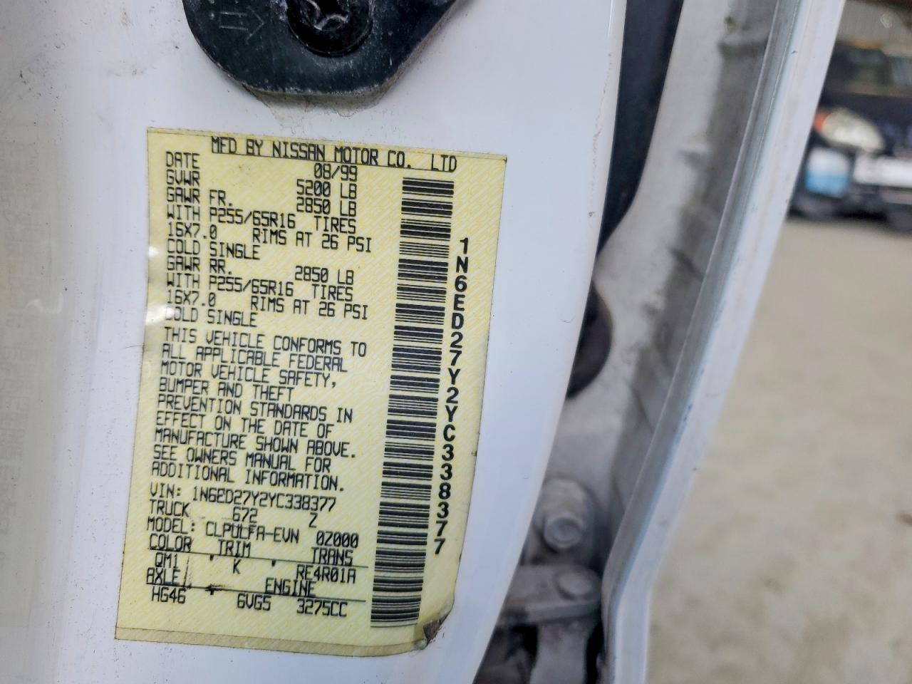 2000 NISSAN Frontier VIN 1N6ED27Y2YC338377 photo 12