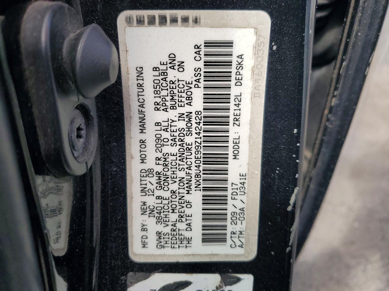 2009 TOYT Corolla VIN 1NXBU40E99Z142428 photo 12