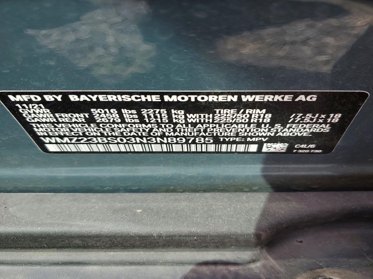 2022 Mini Cooper VIN WMZ23BS03N3N89785 photo 12