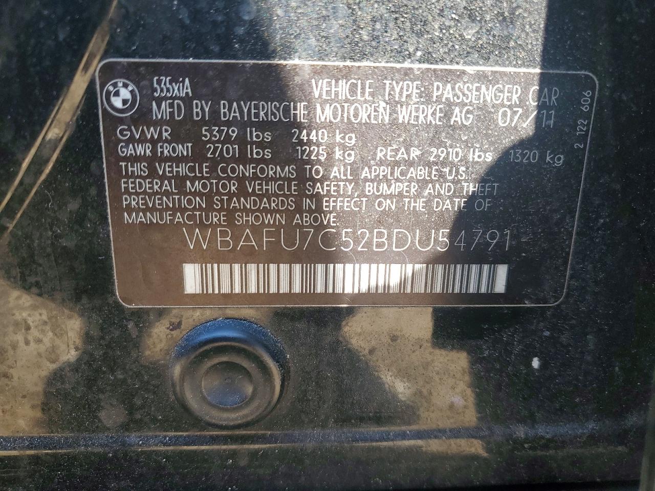 2011 5 series VIN WBAFU7C52BDU54791 photo 12
