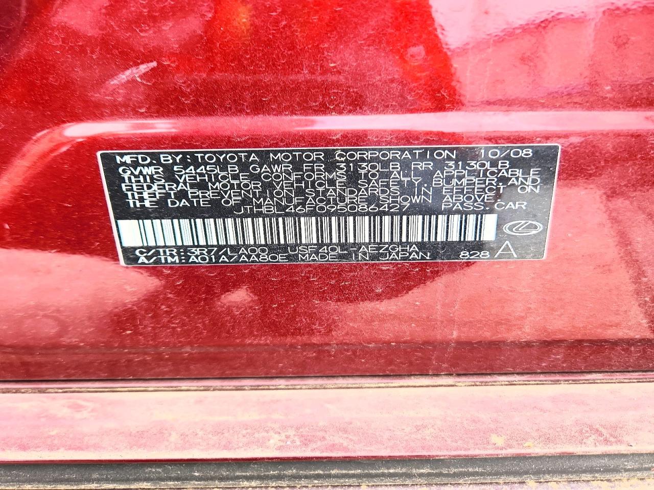 2009 Lexus Ls460 VIN JTHBL46F095086427 photo 12