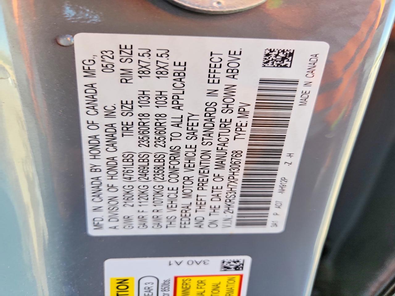 2023 Honda Crv VIN 2HKRS3H7XPH306768 photo 12