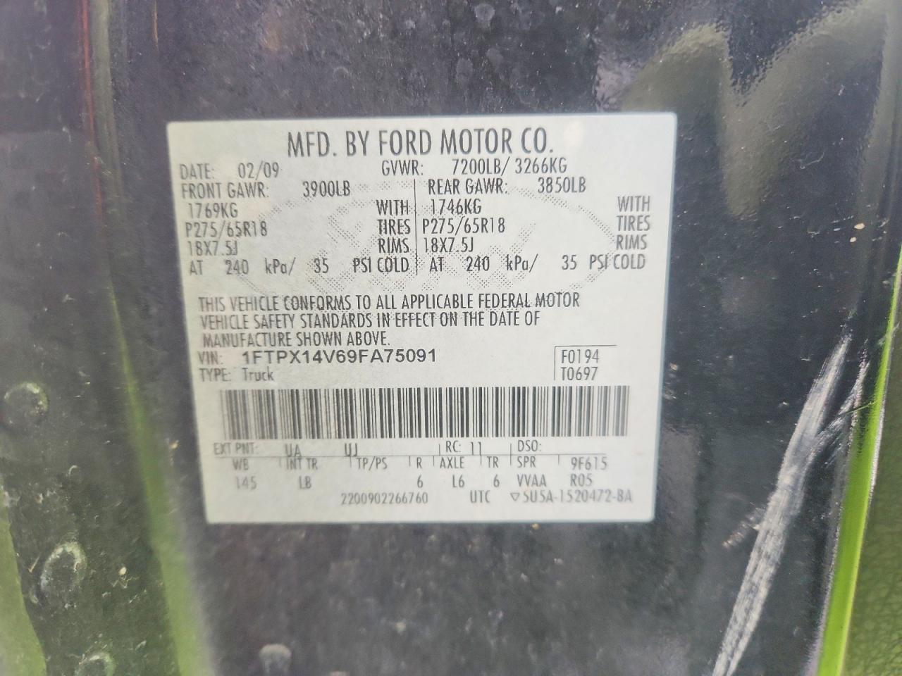 2009 Ford F150 VIN 1FTPX14V69FA75091 photo 12