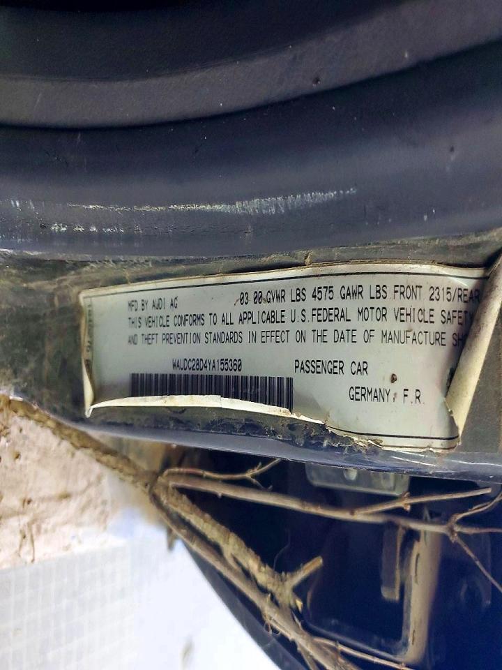 2000 Audi A4 VIN WAUDC28D4YA155360 photo 12