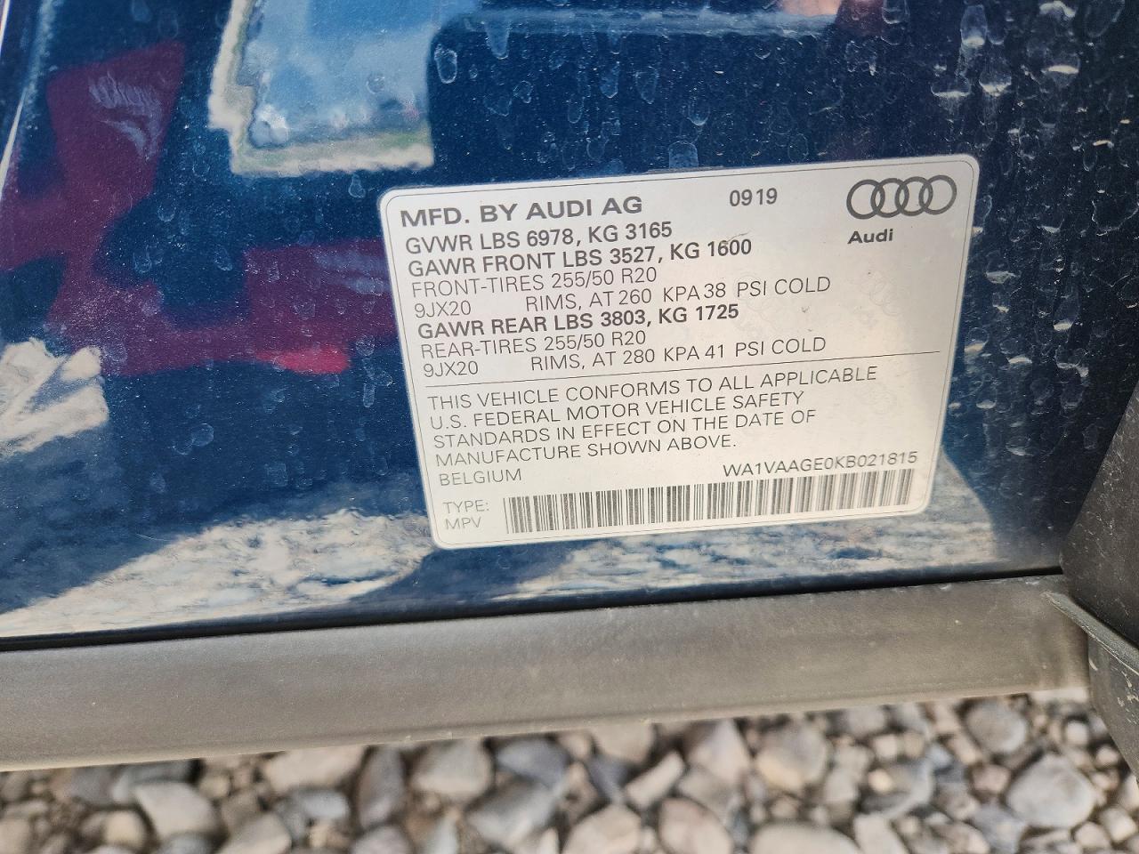 2019 Audi E-tron VIN WA1VAAGE0KB021815 photo 12
