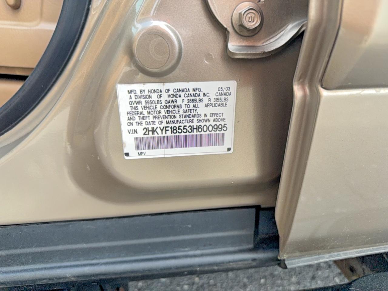 2003 HONDA Pilot VIN 2HKYF18553H600995 photo 10