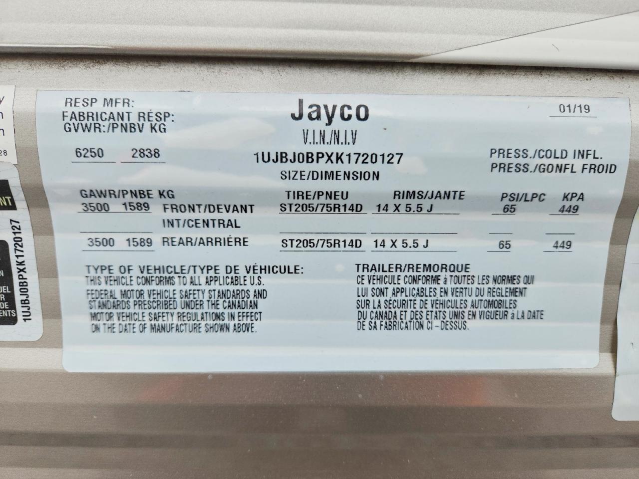 2019 JAYCO JAY FLIGHT SLX CAMPER VIN 1UJBJ0BPXK1720127 photo 10